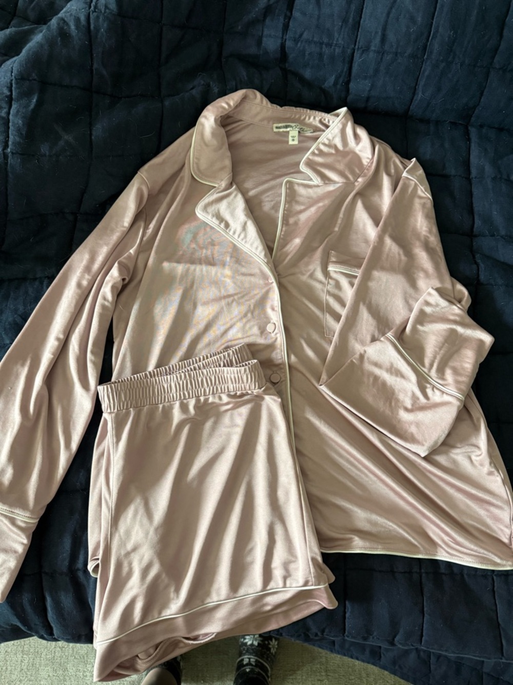 Express pink satin matching pj set